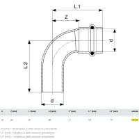 Curva a 90° MF D. 42 Prestabo con SC‑Contur, acciaio al carbonio zincato, estremità maschio, estremità a pressare femmina 558246