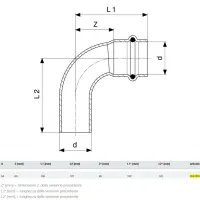 Curva a 90° MF D. 54 Prestabo con SC‑Contur, acciaio al carbonio zincato, estremità maschio, estremità a pressare femmina 558253