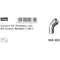 Curva a 45° MF D. 28 Prestabo con SC‑Contur, acciaio al carbonio zincato, estremità maschio, estremità a pressare femmina 558369