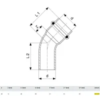 Curva a 45° MF D. 28 Prestabo con SC‑Contur, acciaio al carbonio zincato, estremità maschio, estremità a pressare femmina 558369