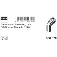 Curva a 45° MF D. 35 Prestabo con SC‑Contur, acciaio al carbonio zincato, estremità maschio, estremità a pressare femmina 558376