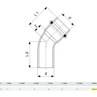 Curva a 45° MF D. 35 Prestabo con SC‑Contur, acciaio al carbonio zincato, estremità maschio, estremità a pressare femmina 558376