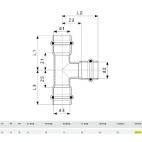 Raccordo a Tee 35x18x35 Prestabo con SC‑Contur, acciaio al carbonio zincato, estremità a pressare femmina 558758