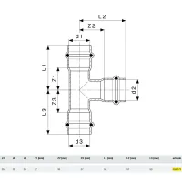 Raccordo a Tee 35x28x35 Prestabo con SC‑Contur, acciaio al carbonio zincato, estremità a pressare femmina 558772