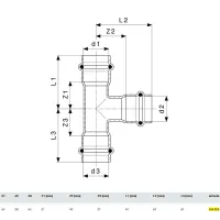 Raccordo a Tee 54x28x54 Prestabo con SC‑Contur, acciaio al carbonio zincato, estremità a pressare femmina 558826