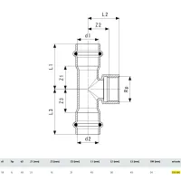 Raccordo a Tee 18x1/2"x18 Prestabo con SC‑Contur, acciaio al carbonio zincato, estremità a pressare femmina, filettatura Rp 558895