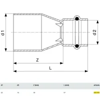 Manicotto di riduzione MF 22x15 Prestabo con SC‑Contur, acciaio al carbonio zincato, estremità maschio, estremità a pressare femmina 558505