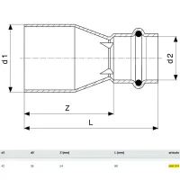 Manicotto di riduzione MF 42x35 Prestabo con SC‑Contur, acciaio al carbonio zincato, estremità maschio, estremità a pressare femmina 558574