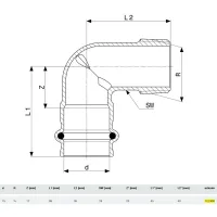 Curva a 90° F 15x1/2" M Sanpress con SC‑Contur bronz, estremità a pressare femmina, filettatura R 112950