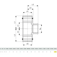 Raccordo a Tee Sanpress 15x1/2"x15 con SC‑Contur bronzo, estremità a pressare femmina, filettatura Rp 115630