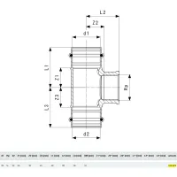 Raccordo a Tee Sanpress 22x3/4"x22 con SC‑Contur, bronzo, estremità a pressare femmina, filettatura Rp 313975