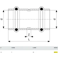 Manicotto con battente Profipress FF D. 18 con SC‑Contur, rame, estremità a pressare femmina 292744