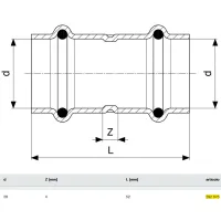 Manicotto con battente Profipress FF D. 28 con SC‑Contur, rame, estremità a pressare femmina 292676