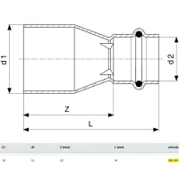 Manicotto di riduzione Profipress MF 18x15 con SC‑Contur, rame, estremità maschio, estremità a pressare femmina 296407