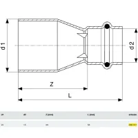 Manicotto di riduzione Profipress MF 22x15 con SC‑Contur, rame, estremità maschio, estremità a pressare femmina 296377