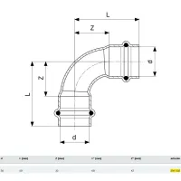 Curva a 90° Profipress FF D. 35 con SC‑Contur, rame, estremità a pressare femmina 291532