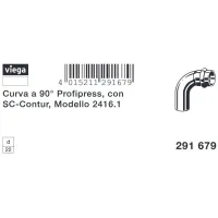 Curva a 90° Profipress MF D. 22 con SC‑Contur, rame, estremità maschio, estremità a pressare femmina 291679