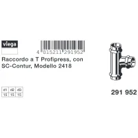 Raccordo a Tee Profipress D. 15 con SC‑Contur, rame, e stremità a pressare femmina 291952