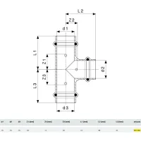 Raccordo a Tee Profipress D. 15 con SC‑Contur, rame, e stremità a pressare femmina 291952