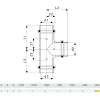 Raccordo a Tee Profipress D. 18 con SC‑Contur, rame, estremità a pressare femmina 291891