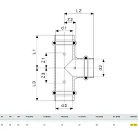 Raccordo a Tee Profipress D. 22 con SC‑Contur, rame, e stremità a pressare femmina 291969