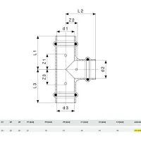 Raccordo a Tee Profipress D. 28 con SC‑Contur, rame, e stremità a pressare femmina 291976