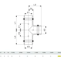 Raccordo a Tee Profipress D. 35 con SC‑Contur, rame, e stremità a pressare femmina 291983