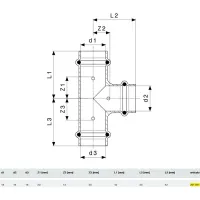 Raccordo a Tee Profipress 18x15x15 con SC‑Contur, rame, estremità a pressare femmina 291921