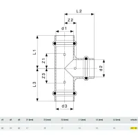 Raccordo a Tee Profipress 28x15x28 con SC‑Contur, rame, estremità a pressare femmina 295189