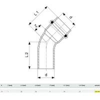 Curva a 45° Profipress MF D. 15 con SC‑Contur, rame, estremità maschio, estremità a pressare femmina 292508