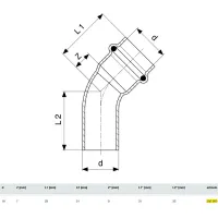 Curva a 45° Profipress MF D. 18 con SC‑Contur, rame, estremità maschio, estremità a pressare femmina 292560