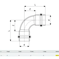 Curva a 90° Profipress G FF D. 15 con SC‑Contur, rame, estremità a pressare femmina 345464