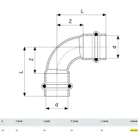 Curva a 90° Profipress G FF D. 28 con SC‑Contur, rame, estremità a pressare femmina 345495