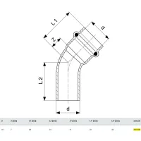 Curva a 45° Profipress G MF D. 18 con SC‑Contur, rame, estremità maschio, estremità a pressare femmina 345686