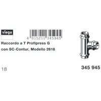 Raccordo a Tee Profipress G D. 18 con SC‑Contur, rame, estremità a pressare femmina 345945