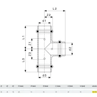 Raccordo a Tee Profipress G D. 18 con SC‑Contur, rame, estremità a pressare femmina 345945