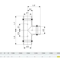 Raccordo a Tee Profipress G D. 22 con SC‑Contur, rame, estremità a pressare femmina 345952