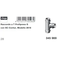 Raccordo a Tee Profipress G D. 28 con SC‑Contur, rame, estremità a pressare femmina 345969