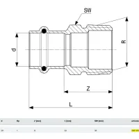 Manicotto Profipress G F 28x1" F con SC‑Contur, bronzo, estremità a pressare femmina, filettatura Rp 346430