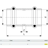 Manicotto con battente Profipress G FF D. 35 con SC‑Contur, rame, estremità a pressare femmina 346522