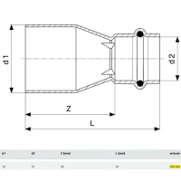 Manicotto di riduzione Profipress G MF 18x15 con SC‑Contur, rame, estremità maschio, estremità a pressare femmina 346553