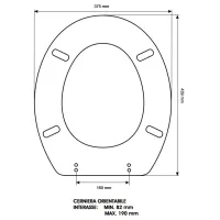 Sedile universale unieco bianco euro cm 37.5 x 43.9 - interasse Min. 8.2 - Max. 19.0 cm 0015E01.