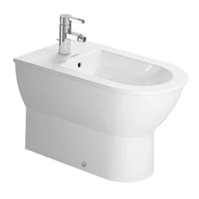 Duravit STARCK 2 bidet a pavimento monoforo, a filo parete, con troppopieno e bordo per rubinetteria, colore bianco 2255100000