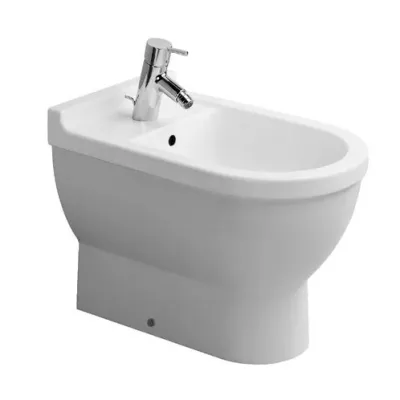 Duravit STARCK 3 bidet a pavimento monoforo, con troppopieno e con bordo per rubinetteria, colore bianco 2234100000