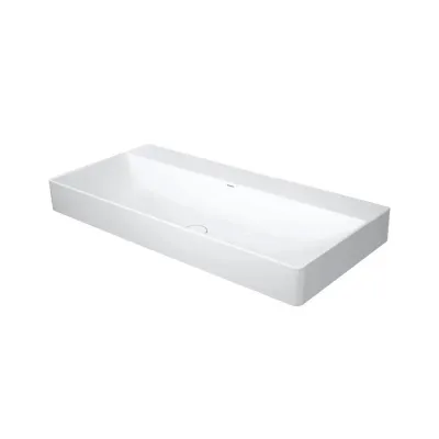 Duravit DURASQUARE lavabo consolle 100 x 47 cm senza foro per rubinetteria, senza troppopieno, con bordo per rubinetteria, lato inferiore smaltato, colore bianco 2353100070