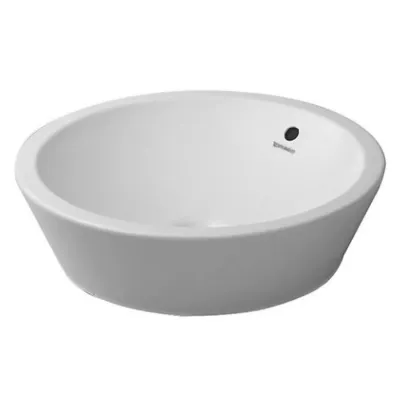 Duravit STARCK 1 bacinella lavabo da appoggio soprapiano 53 cm senza foro per rubinetteria, con rettifica, con troppopieno, senza bordo per rubinetteria, colore bianco 0447530000