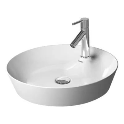 Duravit CAPE COD bacinella lavabo da appoggio soprapiano Ø 48 cm monoforo, con bordo per rubinetteria, senza troppopieno, colore bianco finitura lucido 2328480000