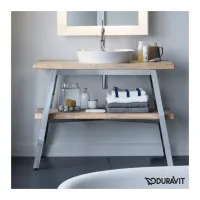 Duravit CAPE COD base sottolavabo a pavimento 112 cm, struttura in acciaio finitura opaco, top finitura rovere vintage massello CC953209595