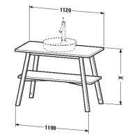 Duravit CAPE COD base sottolavabo a pavimento 112 cm, struttura in acciaio finitura opaco, top finitura rovere vintage massello CC953209595