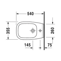 Duravit D-CODE bidet sospeso monoforo con troppopieno, cm 35,5 x 54, bianco 2236150000